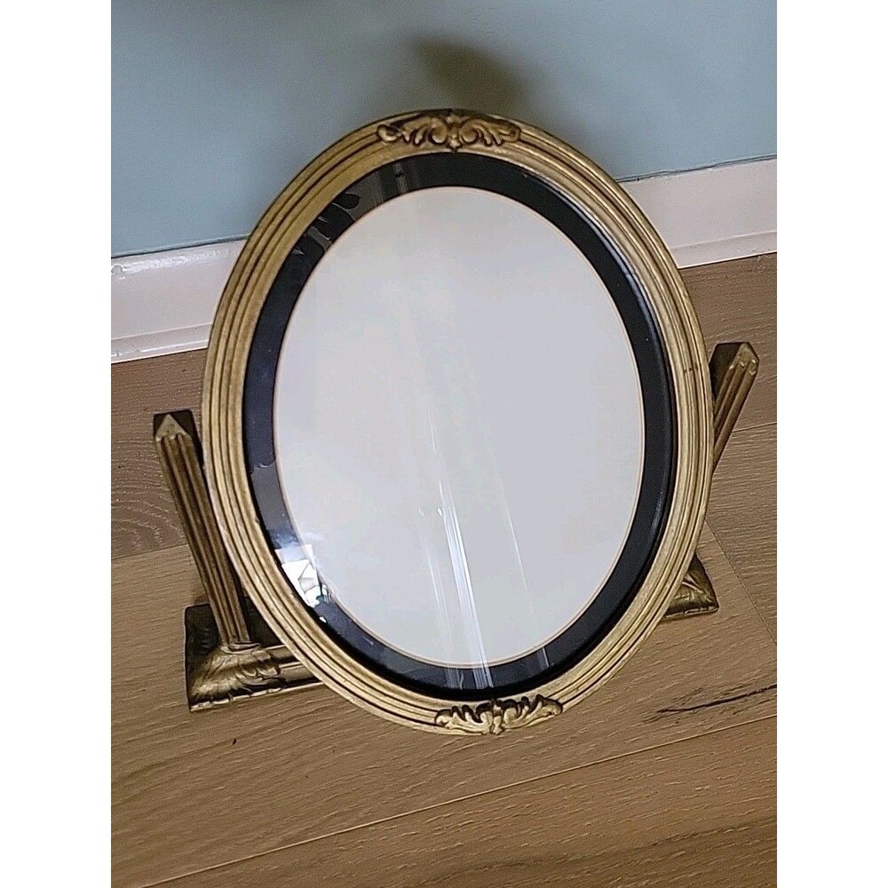 Photo Frame 5" X 7" Oval Swivel/Tilt Free Standing Faux Wood Victorian Style